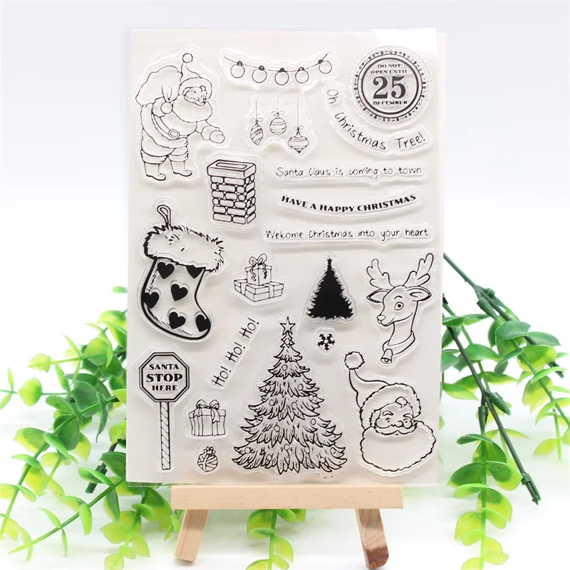 

YPP CRAFT Happy Christmas Transparent Clear Silicone Stamps for DIY Scrapbooking/Card Making/Kids Fun Decoration Supplies 532