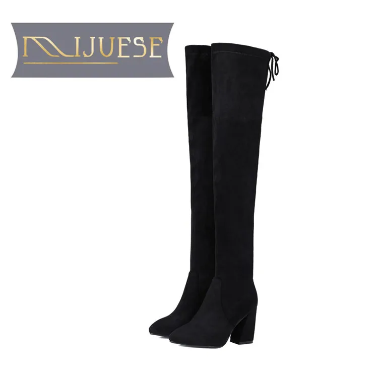 MLJUESE 2018 women over the knee high boots kids suede lace up black color pointed toe square heels high boots size 33-40
MLJUESE 2018 women over the knee high boots kids suede lace up black color pointed toe square heels high boots size 33-40