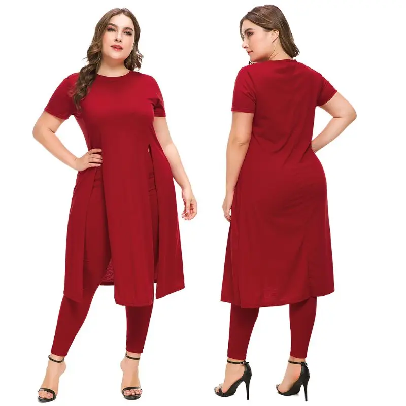 2PCS Women Sets Casual Short Sleeve Split T Shirt Top + Long Pants Legging Loose Blouse Shirt Dress Plus Size
2PCS Women Sets Casual Short Sleeve Split T Shirt Top + Long Pants Legging Loose Blouse Shirt Dress Plus Size