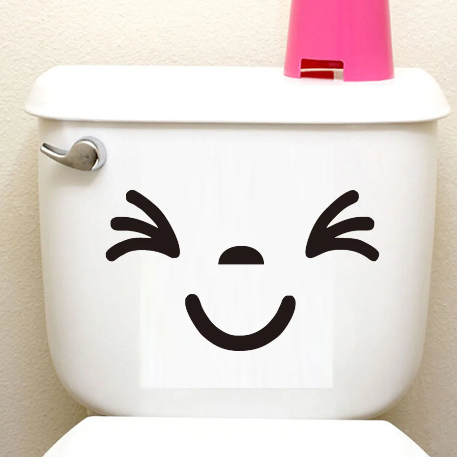 cartoon toilet stickers decals smile face home decor washroom restroom bathroom (2)