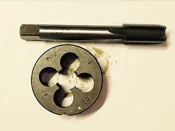 1pc HSS Machine M12 X 1mm Plug Tap and 1pc M12 X 1mm Die Threading Tool