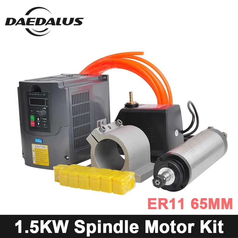 1.5KW CNC Spindle Motor 110V/220V Water Cooled Spindle Router+VDF Frequency Inverter+ 65mm Clamp +75w Pump 5m Pipe+ ER11 Collet
1.5KW CNC Spindle Motor 110V/220V Water Cooled Spindle Router+VDF Frequency Inverter+ 65mm Clamp +75w Pump 5m Pipe+ ER11 Collet