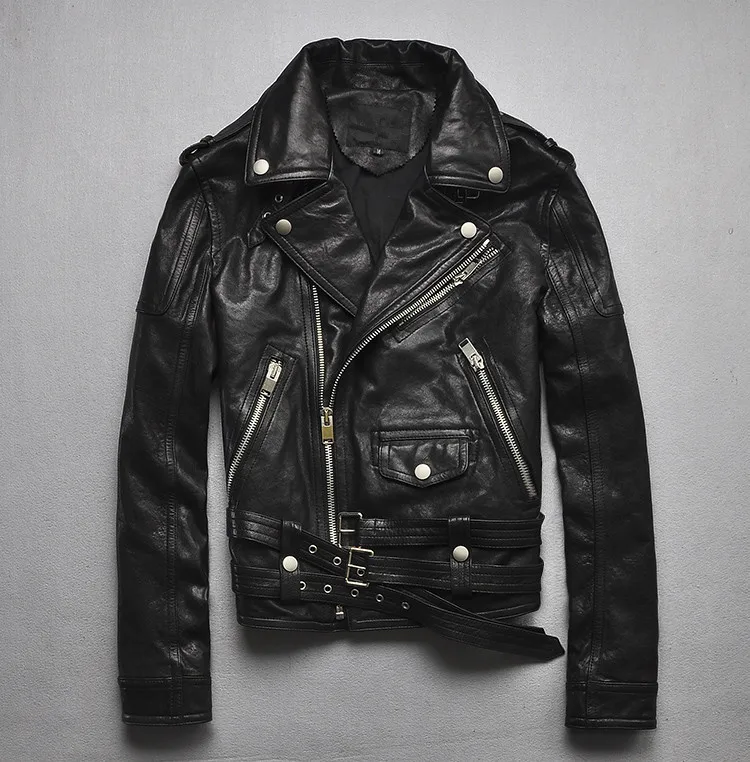 Factory spring and autumn male genuine leather short slim clothing design sheepskin motorcycle turn-down collar leather jacket
Factory spring and autumn male genuine leather short slim clothing design sheepskin motorcycle turn-down collar leather jacket