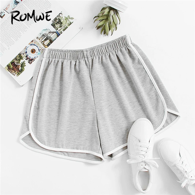 Romwe Sport Grey Ringer Slub Elastic Waist Women Running Shorts 2018 Solid Gray Sporting Fitness Jogging Shorts
Romwe Sport Grey Ringer Slub Elastic Waist Women Running Shorts 2018 Solid Gray Sporting Fitness Jogging Shorts