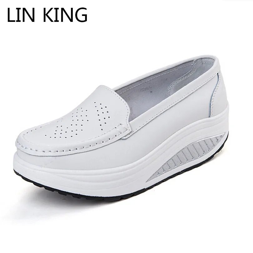 LIN KING Fashion Comfortable Women Swing Shoes Breathable PU Leather Height Increase Nurse Shoes Slip On Slim Elevator Shoes
LIN KING Fashion Comfortable Women Swing Shoes Breathable PU Leather Height Increase Nurse Shoes Slip On Slim Elevator Shoes