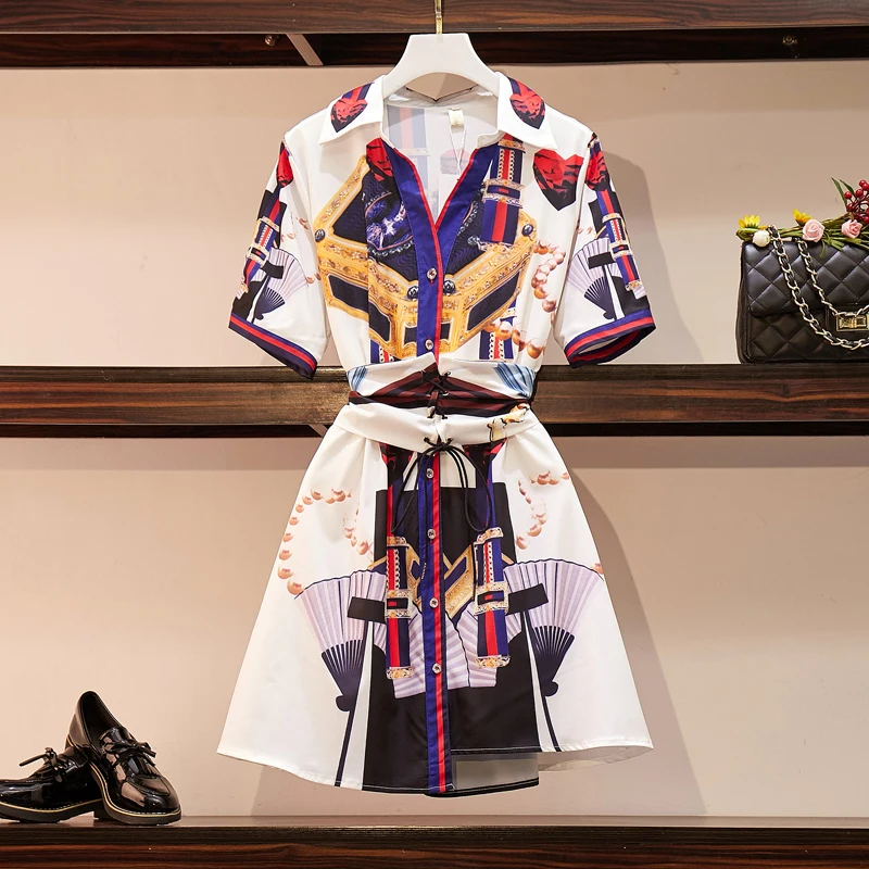 HAMALIEL L-4XL Oversize Women Single breasted Printed Dress Summer Vintage Lapel Collar Short Sleeve Bandage Sashes Shirt Dress
HAMALIEL L-4XL Oversize Women Single breasted Printed Dress Summer Vintage Lapel Collar Short Sleeve Bandage Sashes Shirt Dress