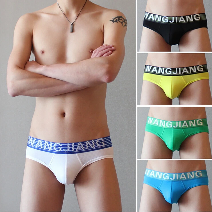 New Low waist WJ men's boxer underwear transparent thin ice silk U convexboxer 5 colors |