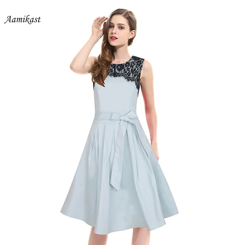 Women Summer Lace Patching Dress O-neck Sleeveless Leisure Dresses Party Work Office Dresses
Women Summer Lace Patching Dress O-neck Sleeveless Leisure Dresses Party Work Office Dresses