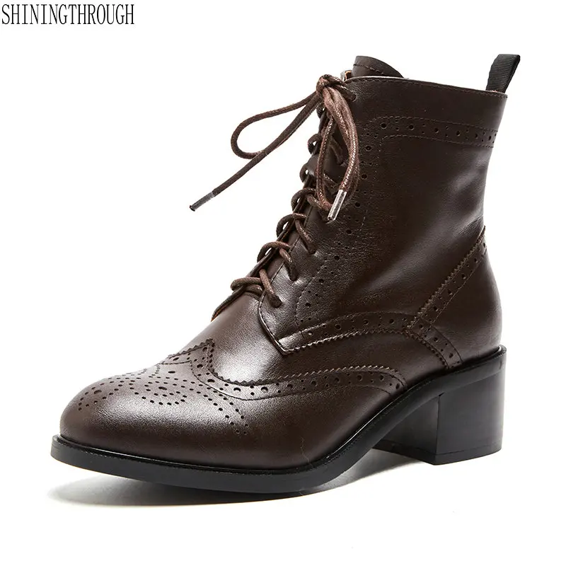 Fashion Brand Women Ankle Boots Lace Up Genuien Leather Thick High Heels Ladies Shoes Woman 2019 Short Basic Boots
Fashion Brand Women Ankle Boots Lace Up Genuien Leather Thick High Heels Ladies Shoes Woman 2019 Short Basic Boots