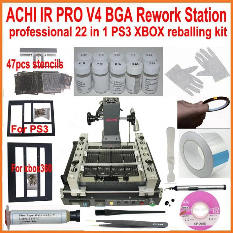New ACHI IR PRO SC V4 BGA rework station + Professional reballing kit reball station for xbox360 ps3 WII game consoles repair
New ACHI IR PRO SC V4 BGA rework station + Professional reballing kit reball station for xbox360 ps3 WII game consoles repair
