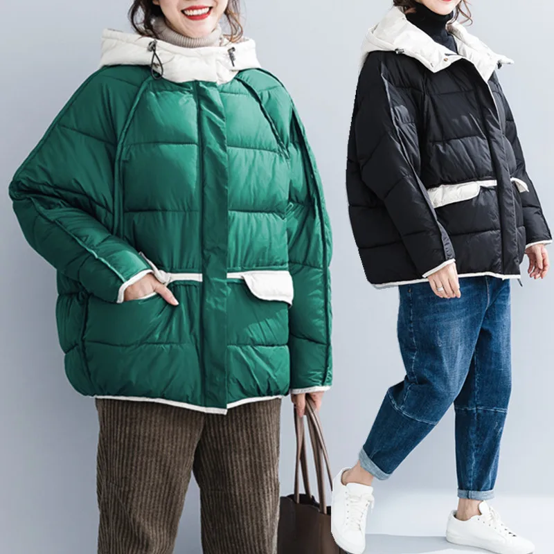 BIG SIZE Autumn Winter Women Fashion Elegant Outerwear Splic Tops Lady Female Plus Large Loose Cotton Thick Hooded Jacket Coat
BIG SIZE Autumn Winter Women Fashion Elegant Outerwear Splic Tops Lady Female Plus Large Loose Cotton Thick Hooded Jacket Coat