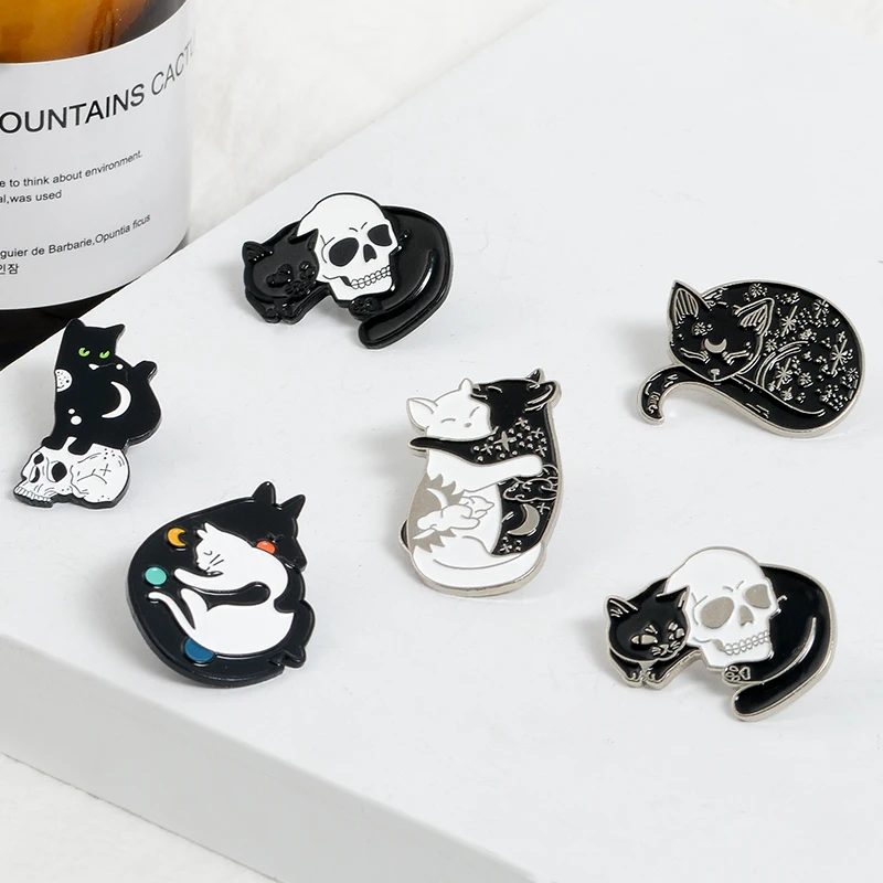 Mystical wizard Cat Pin Moon Stars Cats Enamel Pin Badges Black white Punk skull Lapel Pins Brooches animsl Jewelry friends Gift
Mystical wizard Cat Pin Moon Stars Cats Enamel Pin Badges Black white Punk skull Lapel Pins Brooches animsl Jewelry friends Gift