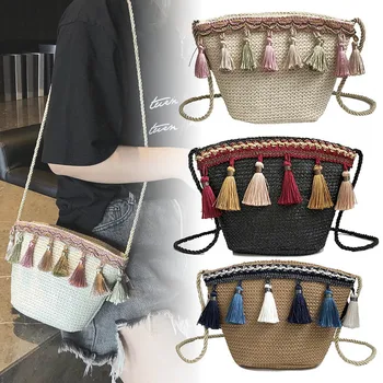 New Women Knitted Shoulder Bag Ethnic Tassel Large Capacity Crossbody Bag With Small Strap Beach Bag Bolsa Feminina
New Women Knitted Shoulder Bag Ethnic Tassel Large Capacity Crossbody Bag With Small Strap Beach Bag Bolsa Feminina