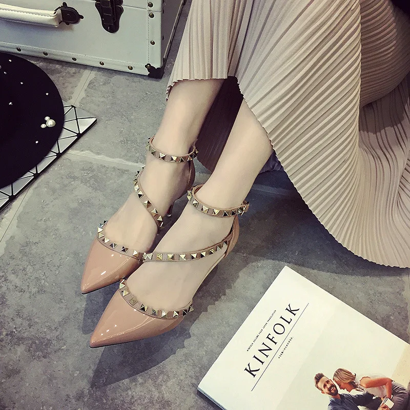 High Heel Shoes Sexy Pointed Toe Pumps Rivets Med Women Heels Shoe 6.5Cm High Heel Shoes Sexy Pointed Toe Pumps Rivets Med Women Heels Shoe 6.5Cm<br><br>Aliexpress
