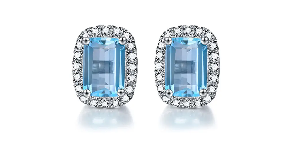 silver blue topaz earrings CAE01935SB-1