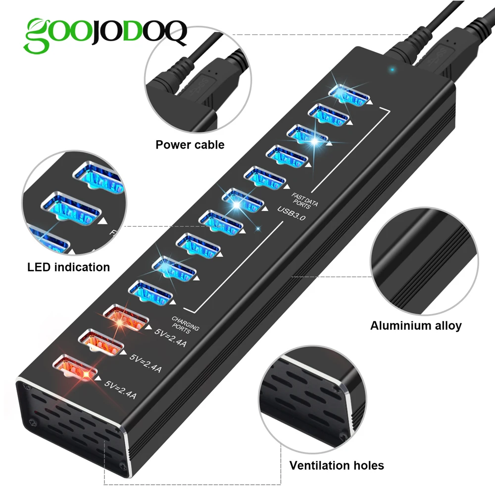 7 Port Hub USB 3.0 / Type C Hub Power Adapter 12V 3A Smart Fast Charger Port Multi USB Splitter USB C Hub for Macbook PC Laptop
7 Port Hub USB 3.0 / Type C Hub Power Adapter 12V 3A Smart Fast Charger Port Multi USB Splitter USB C Hub for Macbook PC Laptop