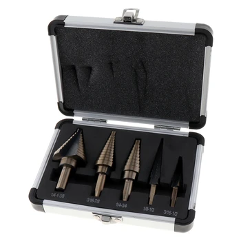 5pcs HSS Steel Step Drill Bit Set Cone Spiral Grooved Drill Bits Multiple Hole of 1/4-1-3/8 3/16-7/8 1/4-3/4 1/8-1/2 3/16-1/2
5pcs HSS Steel Step Drill Bit Set Cone Spiral Grooved Drill Bits Multiple Hole of 1/4-1-3/8 3/16-7/8 1/4-3/4 1/8-1/2 3/16-1/2