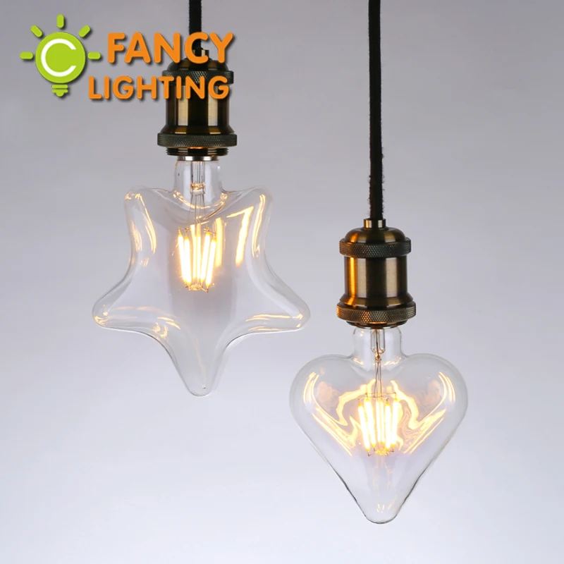 LED Edison Filament light Bulb E27 4W 220V Pentagram Heart decor led lamp bulb 360Degree Energy saving replace incandescent bulb
LED Edison Filament light Bulb E27 4W 220V Pentagram Heart decor led lamp bulb 360Degree Energy saving replace incandescent bulb