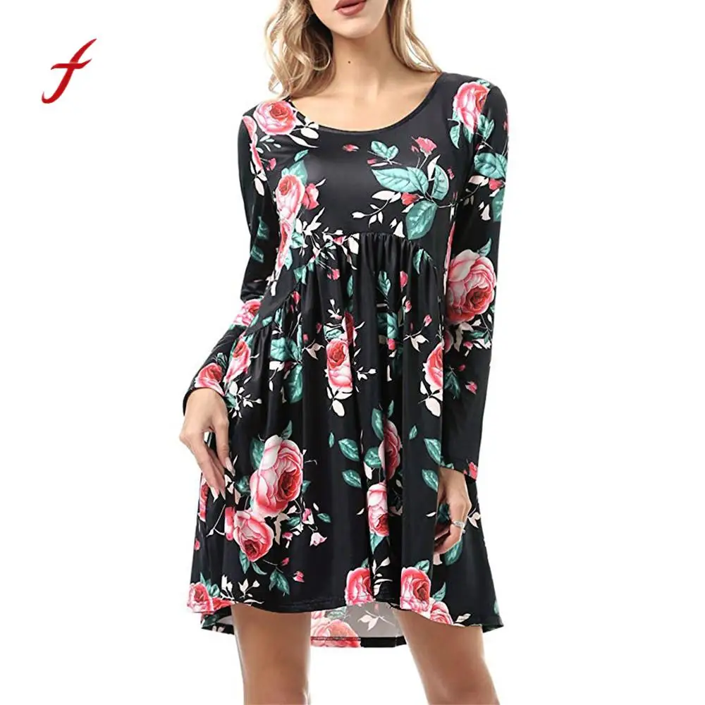 Feitong Women Dress Plus Size O-Neck Long Sleeve Floral Printing Dress Casual A-Line Empire Mini Dresses vestidos verano /PY
Feitong Women Dress Plus Size O-Neck Long Sleeve Floral Printing Dress Casual A-Line Empire Mini Dresses vestidos verano /PY