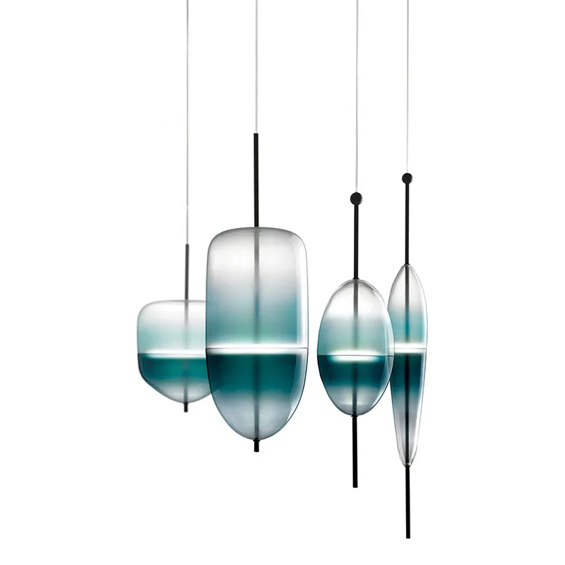 Nordic modern teardrop-shaped blue glass pendant light LED art deco simple white hanging lamp for living room restaurant kitchen
Nordic modern teardrop-shaped blue glass pendant light LED art deco simple white hanging lamp for living room restaurant kitchen