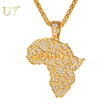 U7 Africa Map Pendants & Necklaces for Women/Men Rhinestone CZ Necklace Chain Hip Hop Map of African Ethiopia Jewelry P1210
U7 Africa Map Pendants & Necklaces for Women/Men Rhinestone CZ Necklace Chain Hip Hop Map of African Ethiopia Jewelry P1210