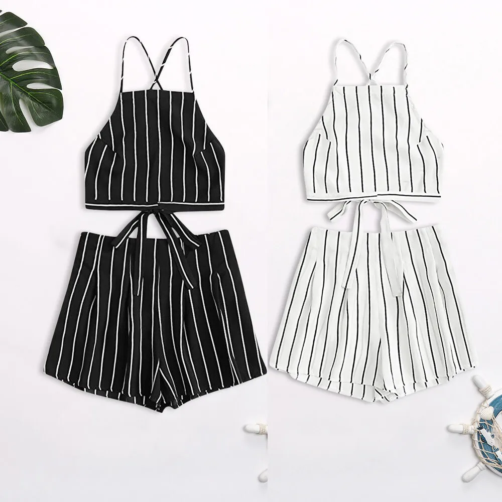 FREE OSTRICH Women 2 piece summer set Striped Crop Top And Shorts Bandage Strap Crop Cami Top With Shorts Set boho set
FREE OSTRICH Women 2 piece summer set Striped Crop Top And Shorts Bandage Strap Crop Cami Top With Shorts Set boho set