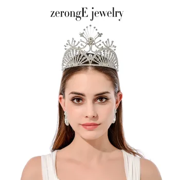 zerongE jewelry 4.1"Wedding Bridal Crystal Tiara Crowns Princess Queen Pageant Prom Rhinestone Tiara Headband with earring match 
zerongE jewelry 4.1"Wedding Bridal Crystal Tiara Crowns Princess Queen Pageant Prom Rhinestone Tiara Headband with earring match