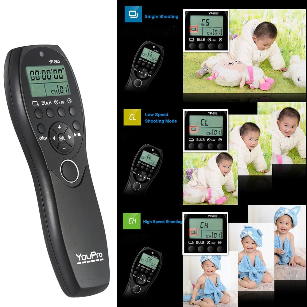 YouPro YP 880 S2 проводной спуск затвора камеры Таймер дистанционное управление ЖК
