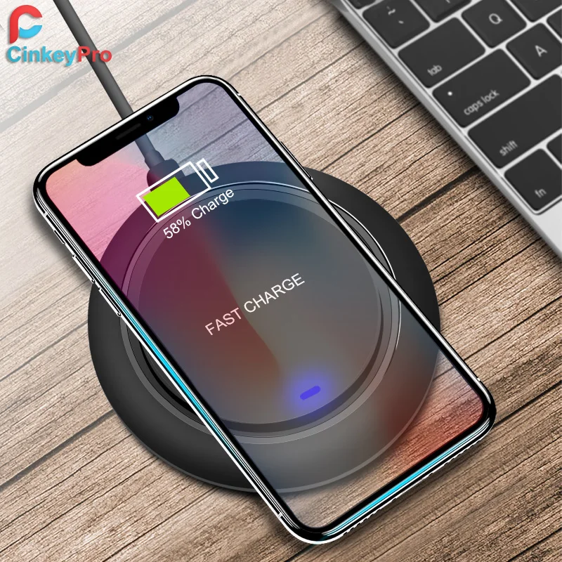 

CinkeyPro Wireless Charger Charging Pad for iPhone 8 10 X Samsung S7 S8 5V/1A Adapter Charge Mobile Phone QI Device Universal