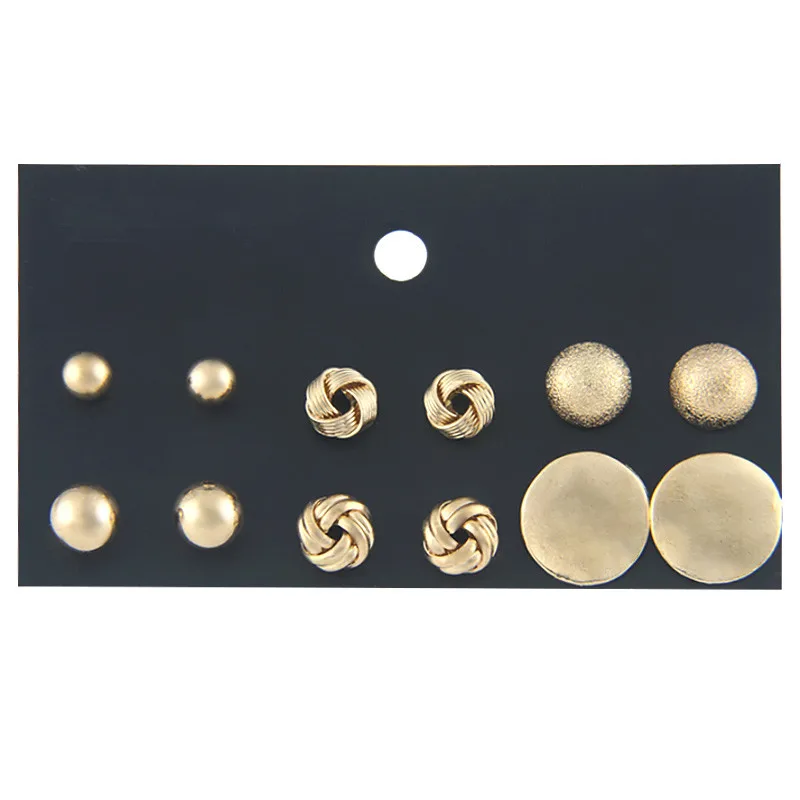 6 pairs/lot fashion small gold round ball stud earring sets for women geometric party jewelry accessories earring oorbellen
6 pairs/lot fashion small gold round ball stud earring sets for women geometric party jewelry accessories earring oorbellen