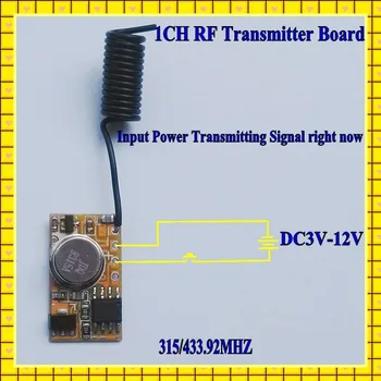 Micro Remote Control DC3V-12V RF Wireless Transmitter PCB 3V 3.6V 3.7V 4.5V 5V 6V 9V 12V Power on Transmitting 315/433 RC TX 1CH
Micro Remote Control DC3V-12V RF Wireless Transmitter PCB 3V 3.6V 3.7V 4.5V 5V 6V 9V 12V Power on Transmitting 315/433 RC TX 1CH