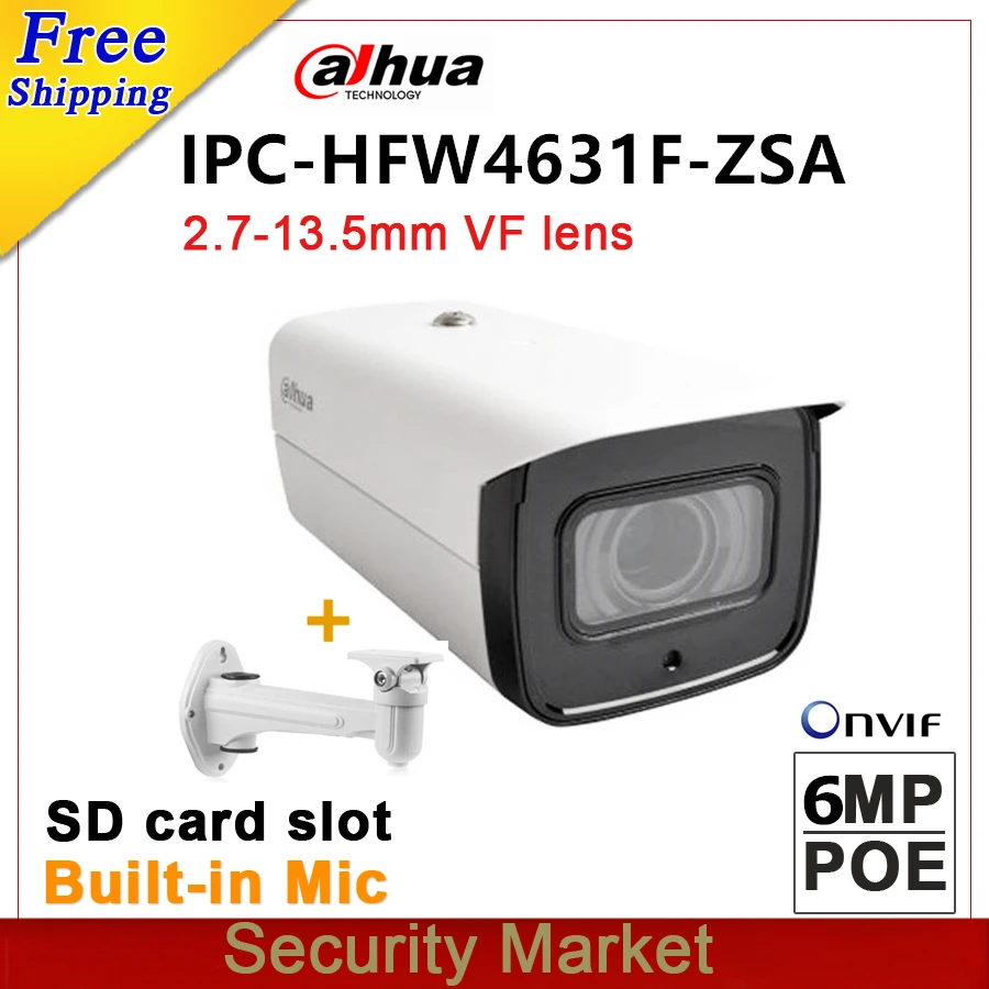 Wholesale dahua 6MP IPC-HFW4631F-ZSA Bullet POE CCTV IPC IR IP CCTV 2.7mm ~13.5mm varifocal motorized lens POE IR Mic camera
Wholesale dahua 6MP IPC-HFW4631F-ZSA Bullet POE CCTV IPC IR IP CCTV 2.7mm ~13.5mm varifocal motorized lens POE IR Mic camera