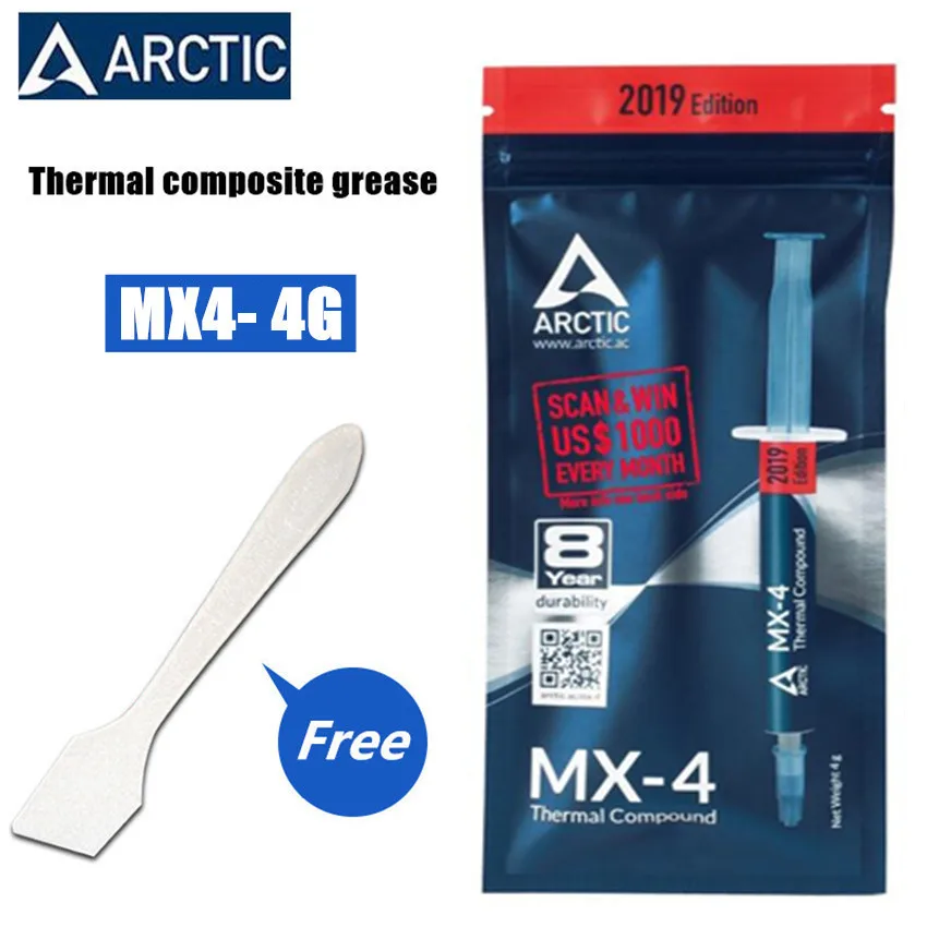 ARCTIC MX-4 4g New Thermal Grease Paste Compound Silicon Scraper CPU HeatSink Processor GPU Cooling silicone Fan Thermal Paste
ARCTIC MX-4 4g New Thermal Grease Paste Compound Silicon Scraper CPU HeatSink Processor GPU Cooling silicone Fan Thermal Paste