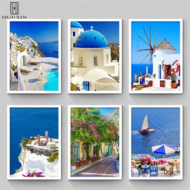 Modern Style Paintings That Made By Canvas Materials Beautiful Landscape Of Santorini Islands Blue White As Main Color For Home
Modern Style Paintings That Made By Canvas Materials Beautiful Landscape Of Santorini Islands Blue White As Main Color For Home