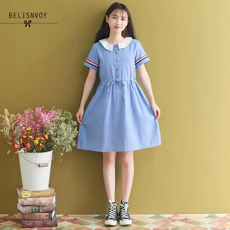 Japanese Preppy Style Summer Women Vintage Dress Blue Casual String Vestidos Femininos Short Sleeve Elegant Kawaii Dresses
Japanese Preppy Style Summer Women Vintage Dress Blue Casual String Vestidos Femininos Short Sleeve Elegant Kawaii Dresses