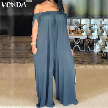 Women Sexy Off The Shoulder Jumpsuits 2019 VONDA Fashion Solid Romper Female Casual Wide Leg Overalls Lady Plus Size Work Pants
Women Sexy Off The Shoulder Jumpsuits 2019 VONDA Fashion Solid Romper Female Casual Wide Leg Overalls Lady Plus Size Work Pants