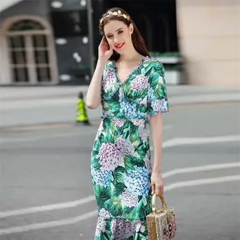 Spring Summer Dress 2019 High Quality Women Short Sleeve V-Neck Ruffles Floral Printed Mermaid Dress Casual Dresses SAD622
Spring Summer Dress 2019 High Quality Women Short Sleeve V-Neck Ruffles Floral Printed Mermaid Dress Casual Dresses SAD622