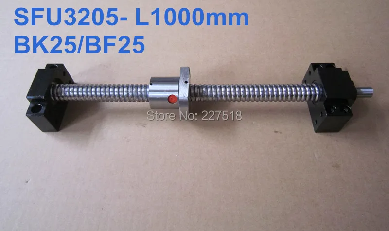 Ballscrew 3205 -L1000mm with SFU3205 ballnut with end machining and BK25 BF25 Support
Ballscrew 3205 -L1000mm with SFU3205 ballnut with end machining and BK25 BF25 Support