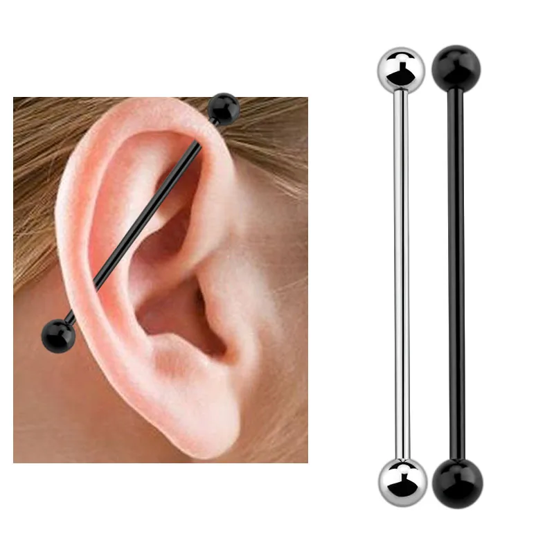 2PCS Fashion Titanium Steel Industrial Cartilage Earrings 40cm Long Barbell Ear Plugs Silver Black 1.6mm Body Piercing Jewelry
2PCS Fashion Titanium Steel Industrial Cartilage Earrings 40cm Long Barbell Ear Plugs Silver Black 1.6mm Body Piercing Jewelry
