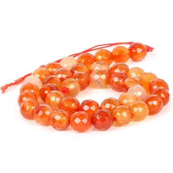 

4-12mm Round 64 Faceted Carnelian Agates Beads Natural Stone Beads For Jewelry Making beads 15inch Needlework DIY Beads Trinket