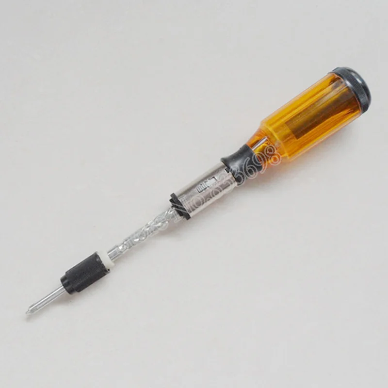 

Plastic Shank Semi-automatic Screw Driver Hand Pressure Type Ratchet Screwdriver with Slotted PH Screwdriver Bits