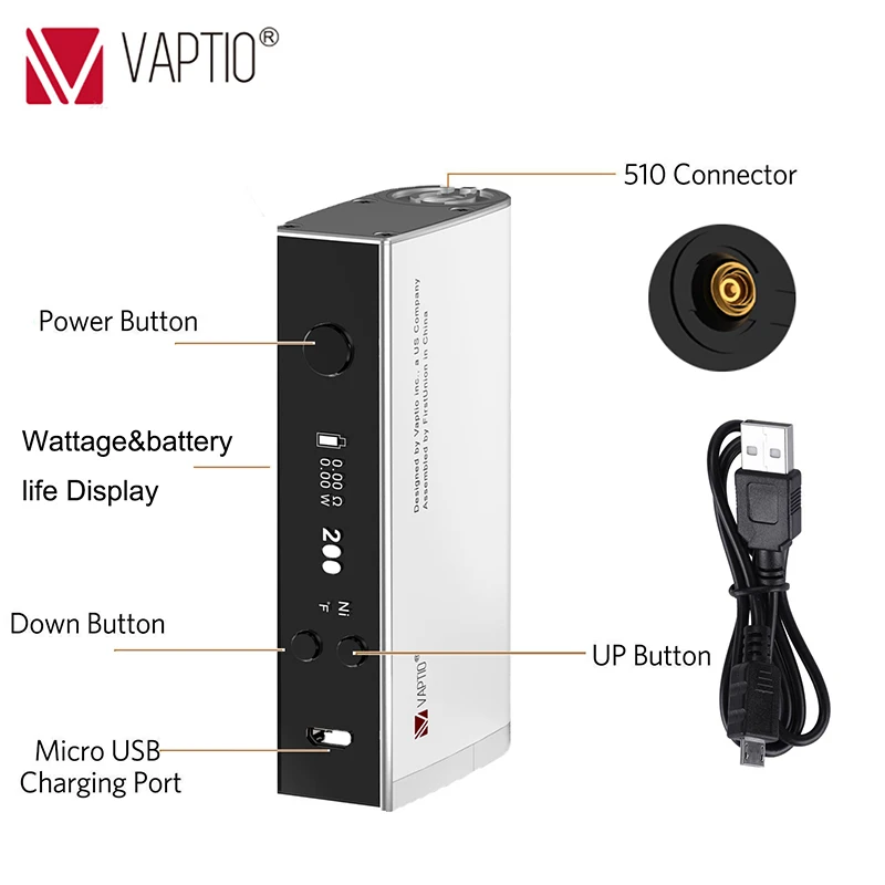 Vape Mod Electronic Cigarette Vaptio S150 Mod with 0.91inch screen 18650 Replaceable battery (not included)510 thread box TC mod
Vape Mod Electronic Cigarette Vaptio S150 Mod with 0.91inch screen 18650 Replaceable battery (not included)510 thread box TC mod