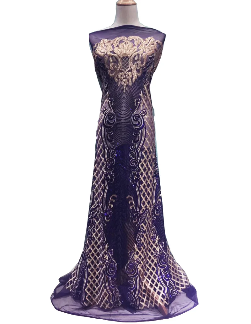 Free shipping (5yards/pc) High quality African French net lace fabric purple and gold sequins lace fabric for party dress FNS124
Free shipping (5yards/pc) High quality African French net lace fabric purple and gold sequins lace fabric for party dress FNS124