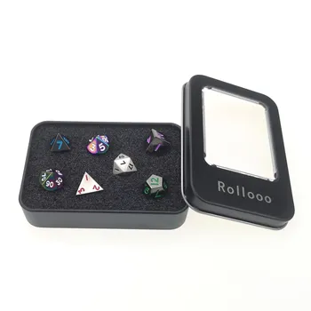 Rollooo Misfit Mini Metal Dice Set of 7 in a Tin D4 D6 D8 D10 D% D12 D20 in Random Colors for Chaos Mage
Rollooo Misfit Mini Metal Dice Set of 7 in a Tin D4 D6 D8 D10 D% D12 D20 in Random Colors for Chaos Mage