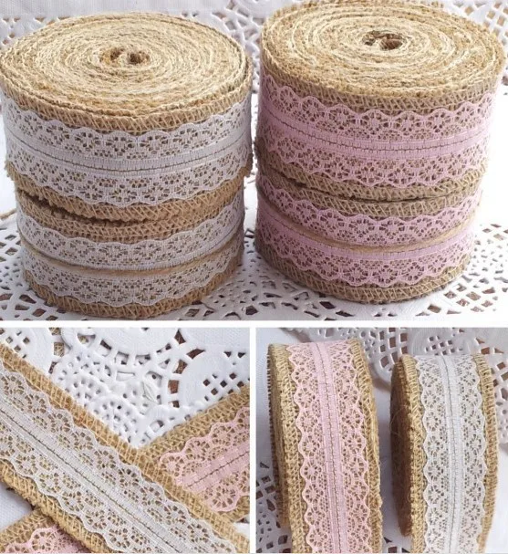 4CM Width White Lace with Natural Burlap Ribbon jute roll for Rustic Vintage Wedding Decoration craft gift Wrapping T362
4CM Width White Lace with Natural Burlap Ribbon jute roll for Rustic Vintage Wedding Decoration craft gift Wrapping T362