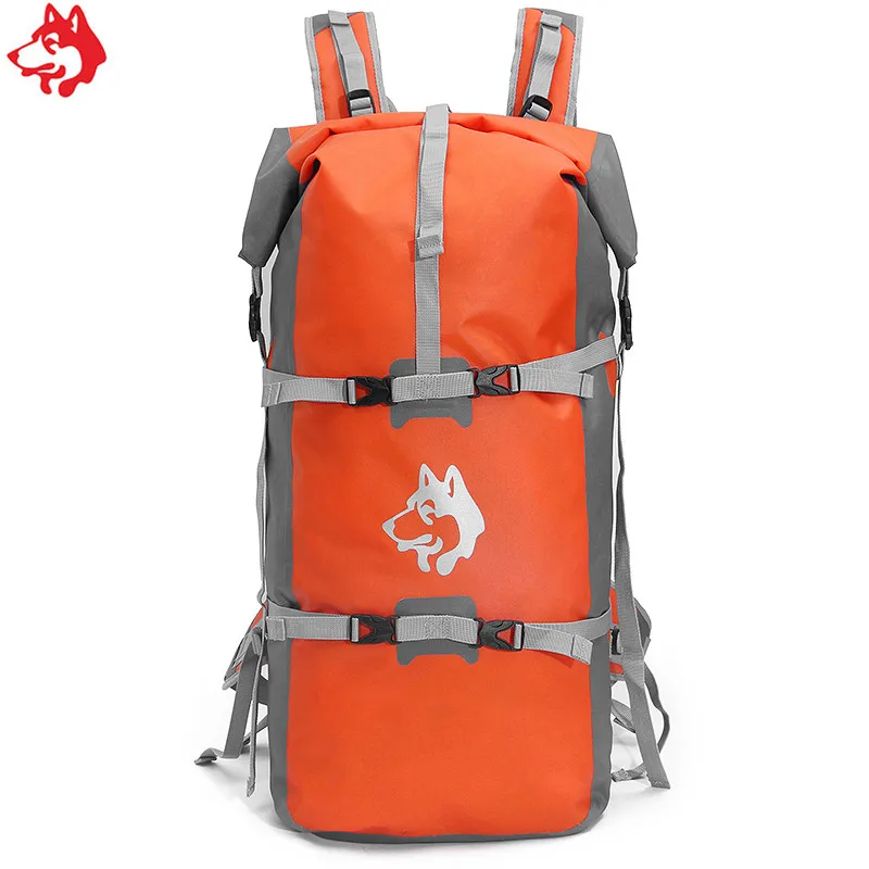 

45L super Waterproof TPU coating orange/blue bag Outdoor traveling mountaineering climbing river hiking trekking Backpack