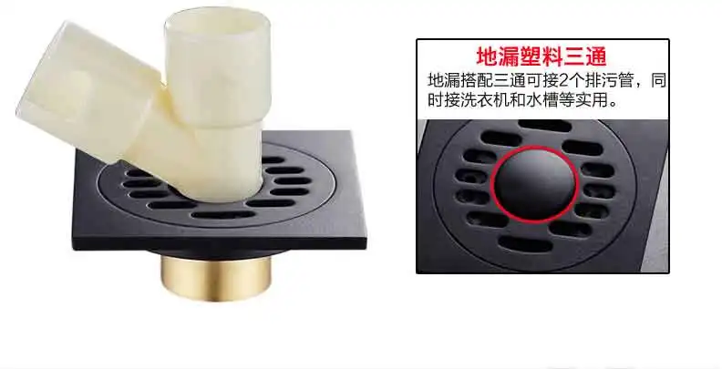 地漏-黑色全铜防臭地漏仿古卫生间厕所下水道三通洗衣机地漏浴室淋浴房-地漏尽在阿里_16
