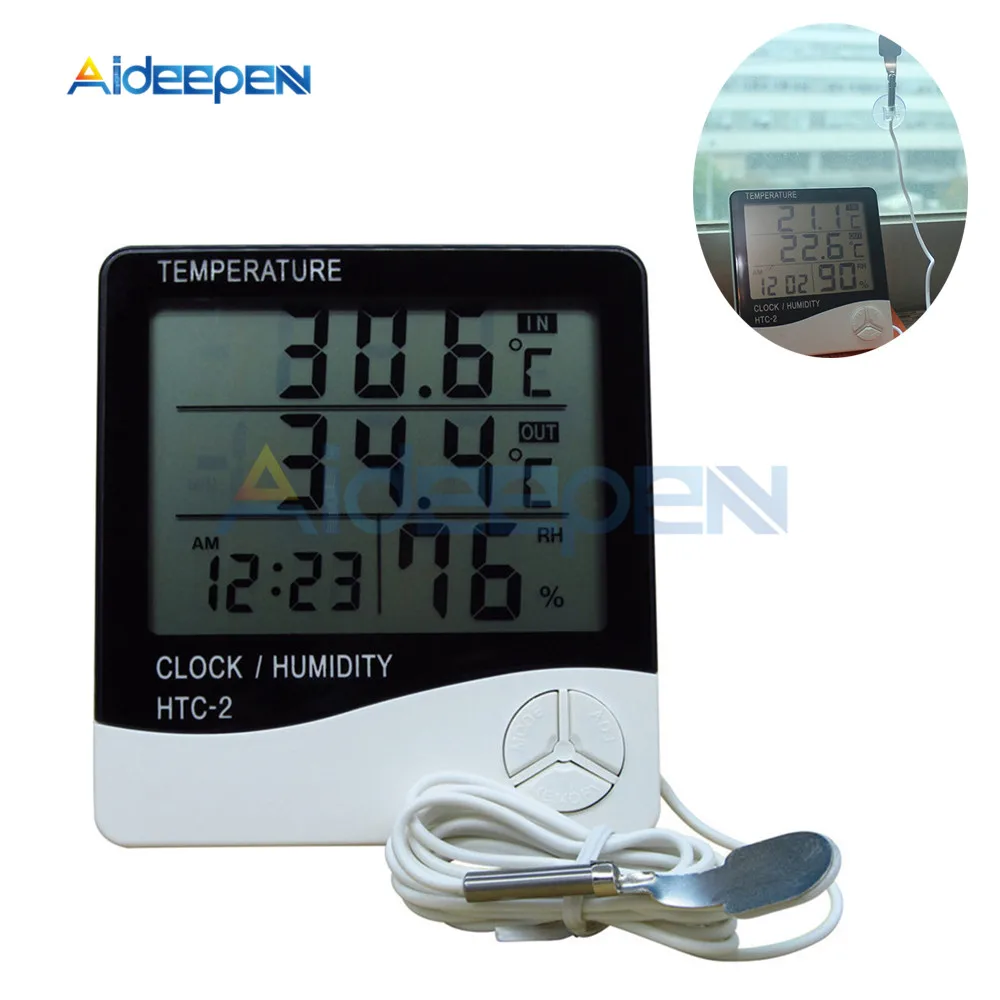 LCD Electronic Digital Temperature Humidity Meter Monitor Indoor Outdoor Thermometer Hygrometer Weather Station Clock HTC-2
LCD Electronic Digital Temperature Humidity Meter Monitor Indoor Outdoor Thermometer Hygrometer Weather Station Clock HTC-2