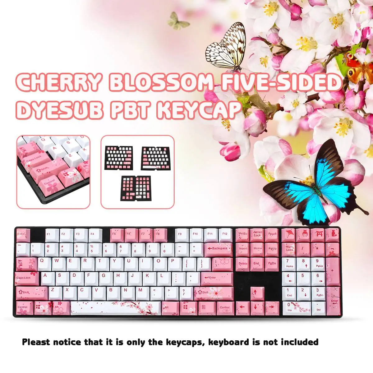 108 Key Cherry Blossom five - sided PBT Hot Sublimation Mechanical Keyboard KeyCap Original Height Keyboard Custom Keycaps
108 Key Cherry Blossom five - sided PBT Hot Sublimation Mechanical Keyboard KeyCap Original Height Keyboard Custom Keycaps