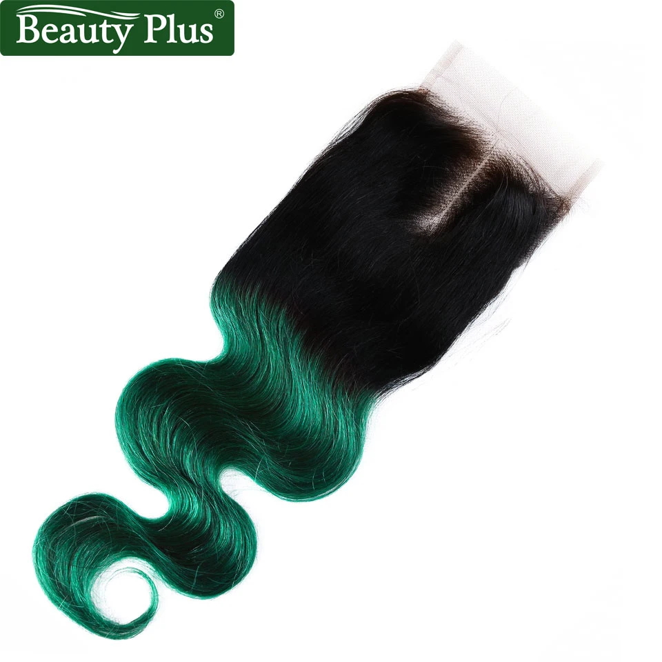 teal ombre green human hair bundles with closure (7)